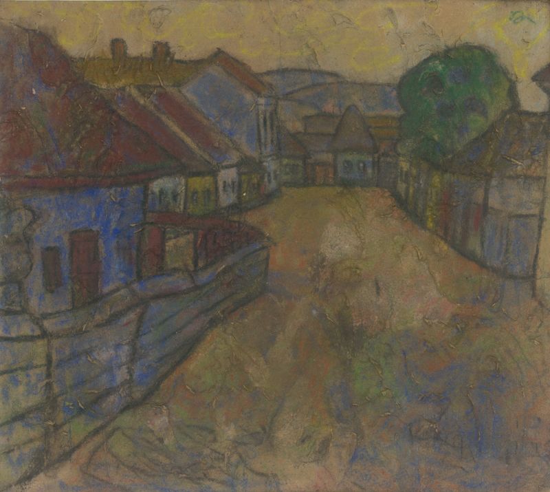 Paisagem de Košické predmestie de Konštantín Kövári-Kačmarik, óleo sobre tela