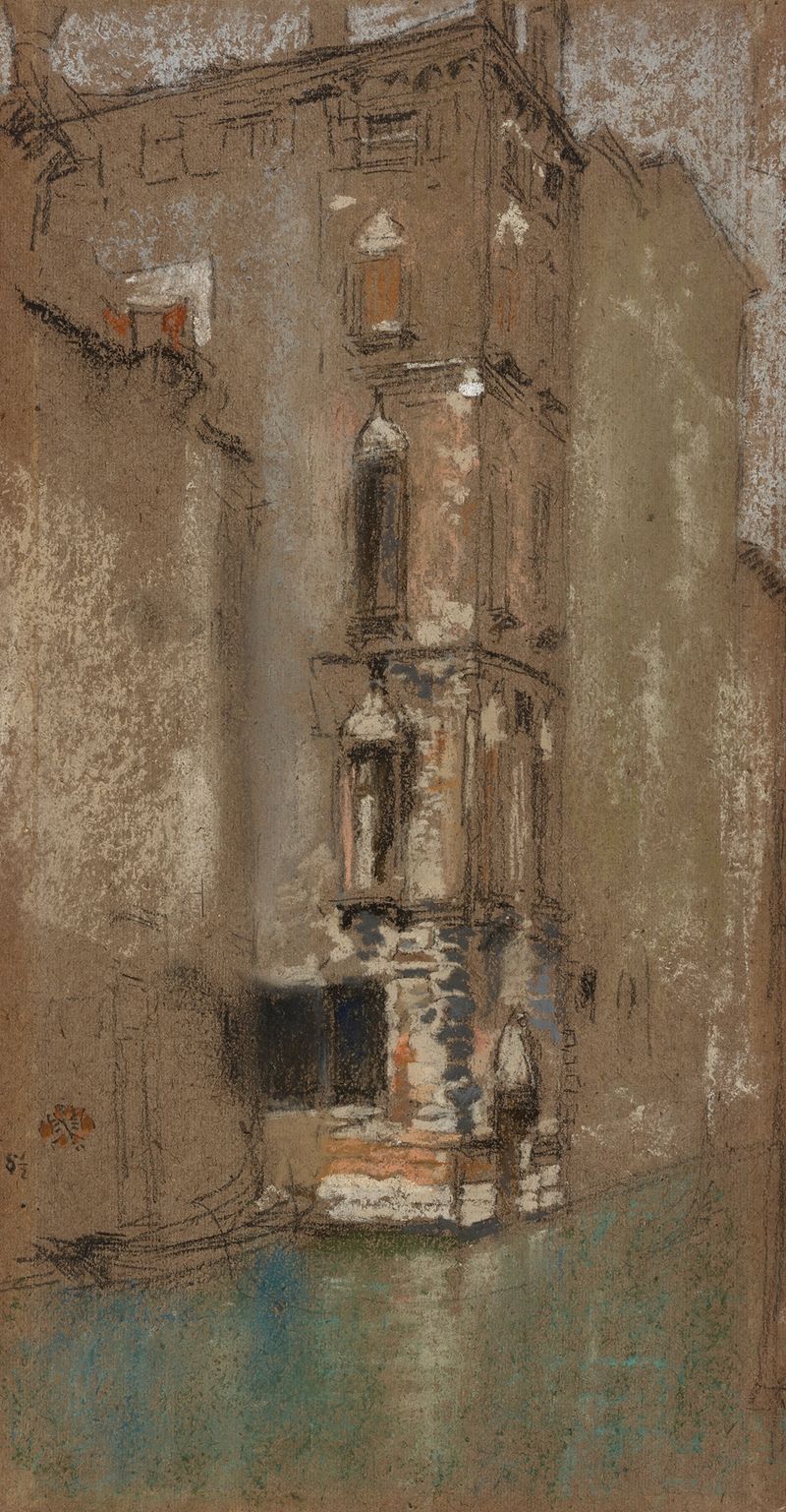 The Marble Palace de James Abbott McNeill Whistler, pintura a óleo que retrata arquitetura elegante.