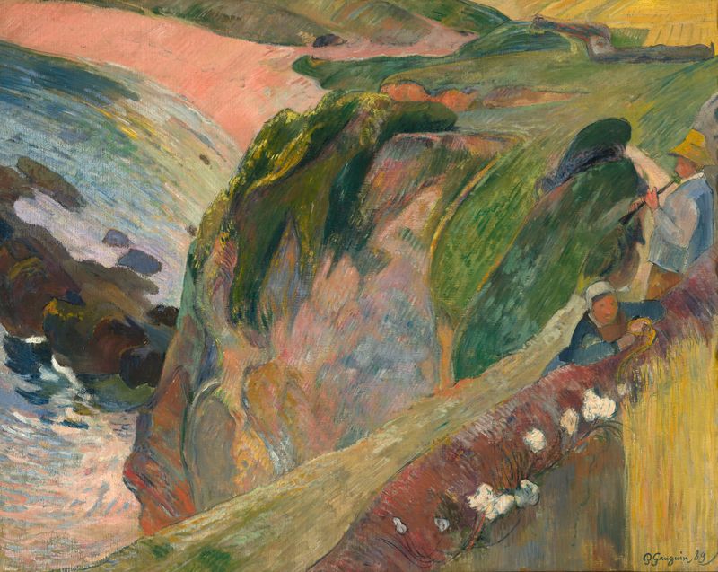 Above The Sea de Paul Gauguin, pintura a óleo que retrata ondas tumultuosas e um horizonte borrado.