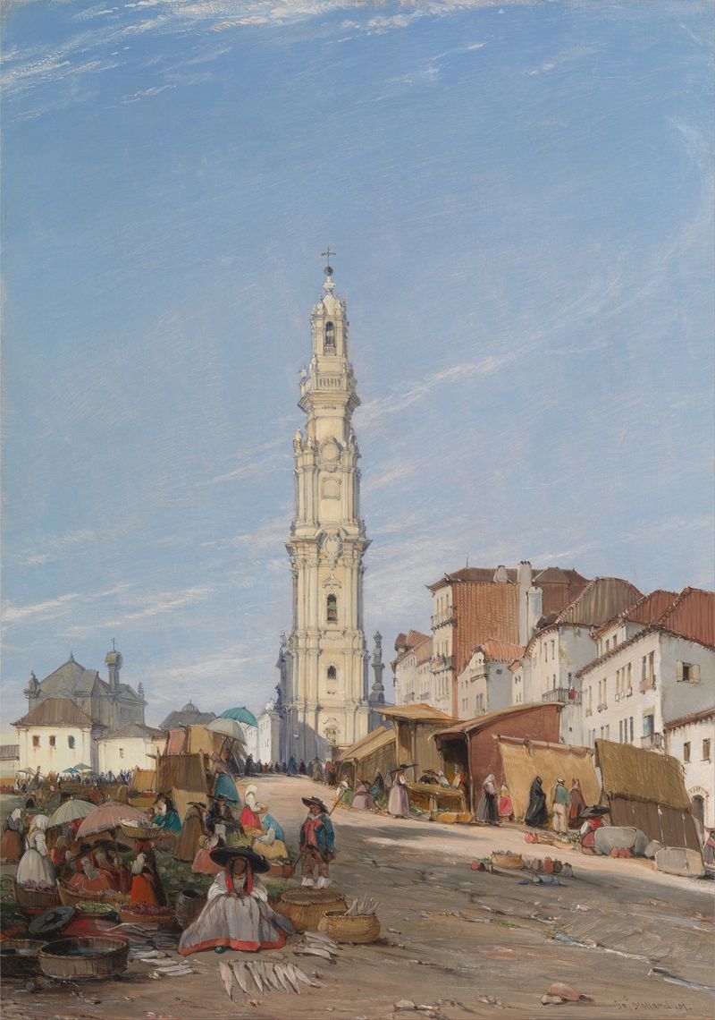 Torre Dos Clerigos, Oporto, Portugal por James Holland, pintura al óleo