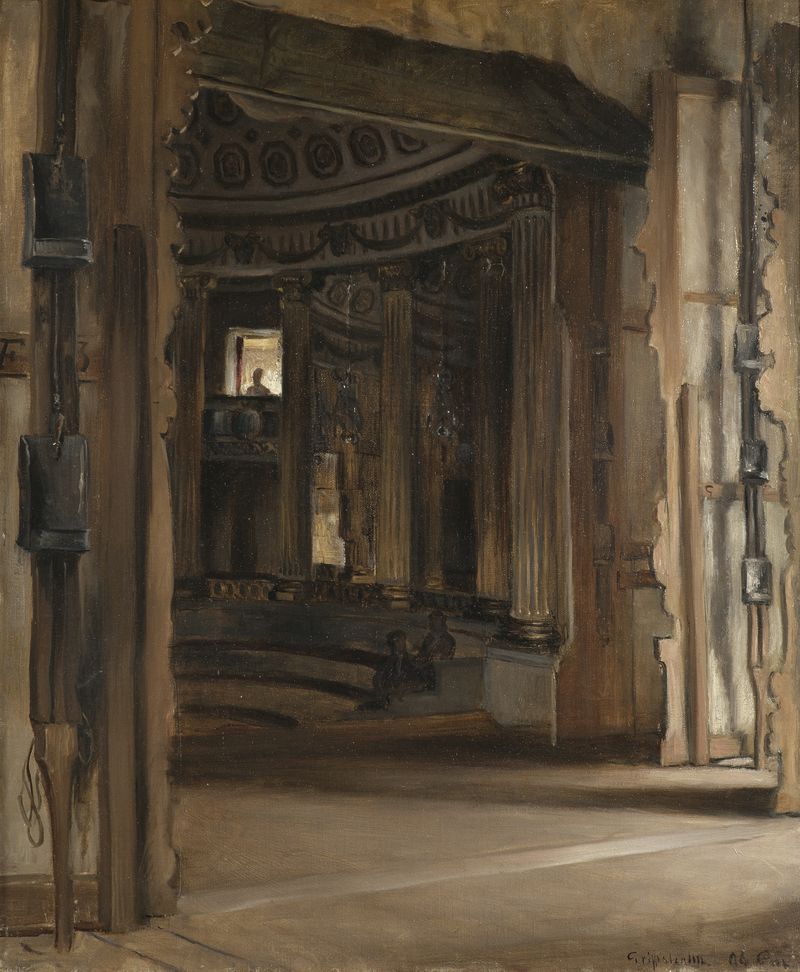 Vista interior do Teatro em Gripsholm, óleo sobre tela de Gustaf Cederström