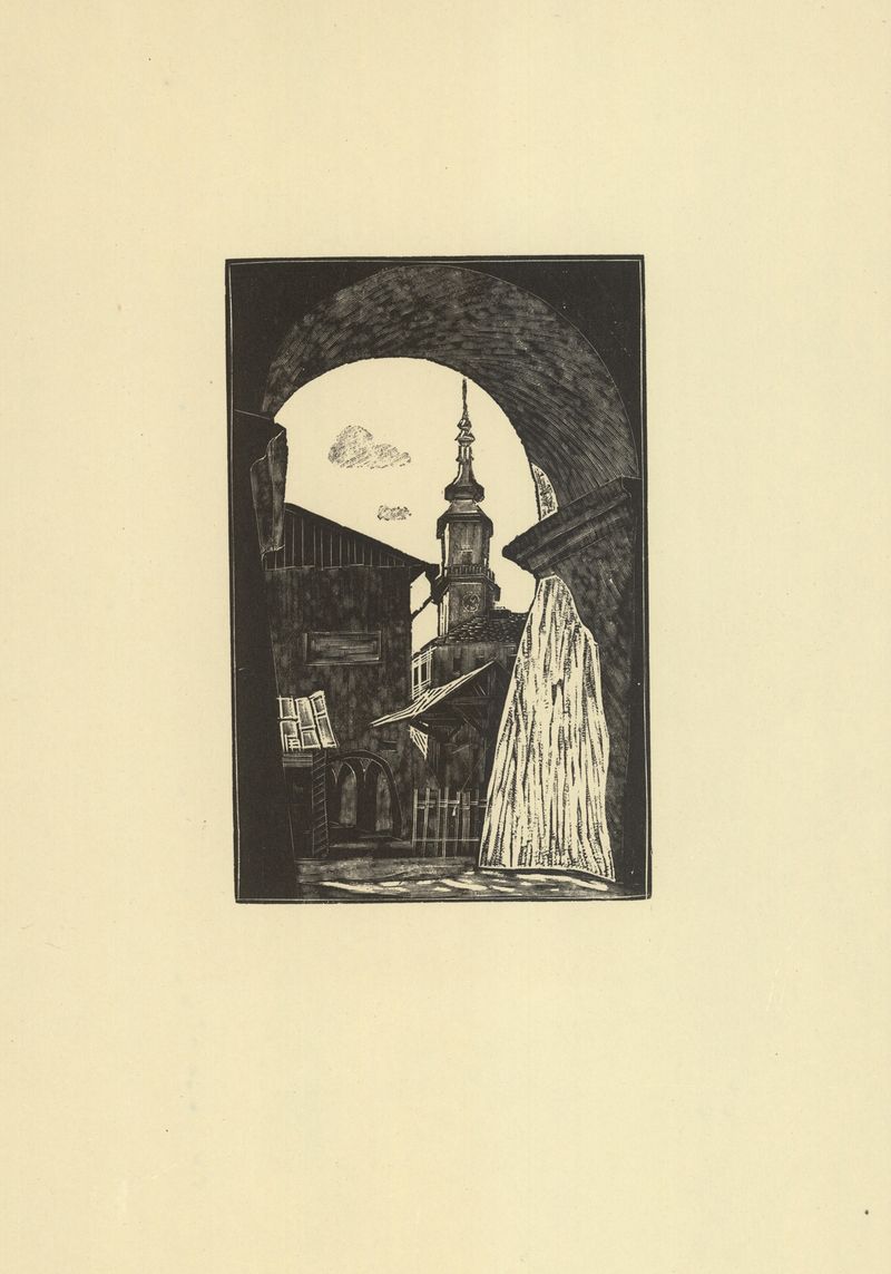 Paisaje con sombras índigo profundas y adoquines de Tadeusz Cieślewski, 1929