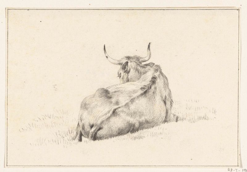 Animal drawing by Jean Bernard, depicting a cow in earthy tones