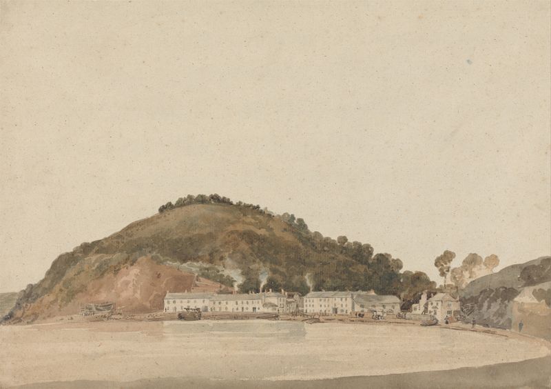 Paisaje costero con cabeza de Thomas Girtin, pintura al óleo