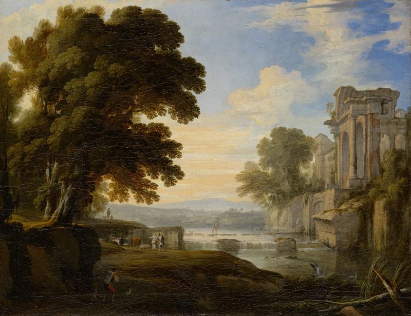 River Bank with Ancient Ruins, oil on canvas by Pierre Patel the elder