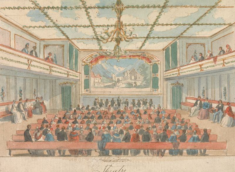 Theatre by William Henry Brooke, figurative oil painting with vibrant colors and dynamic light.