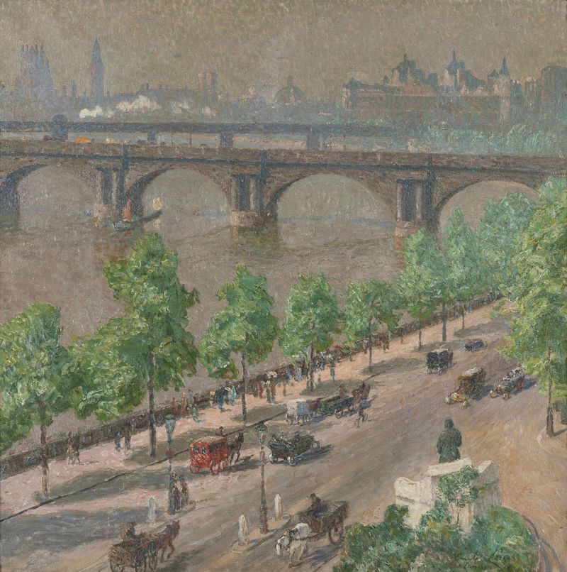Landscape with trees and greenery by Emile Claus, oil painting