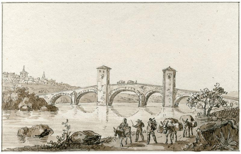 Paisagem representando uma ponte com cores vibrantes de Otto Howen, Pós-Impressionismo