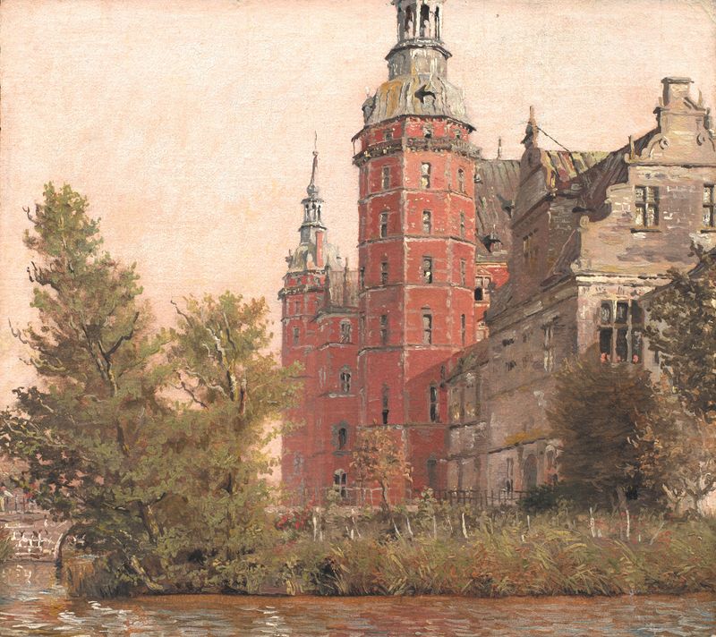 Frederiksborg Castle landscape oil painting by Christen Købke