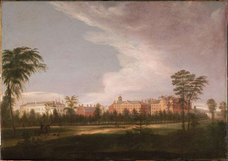 Landscape view of colleges near Craigie Bridge, oil on canvas by Alvan Fisher