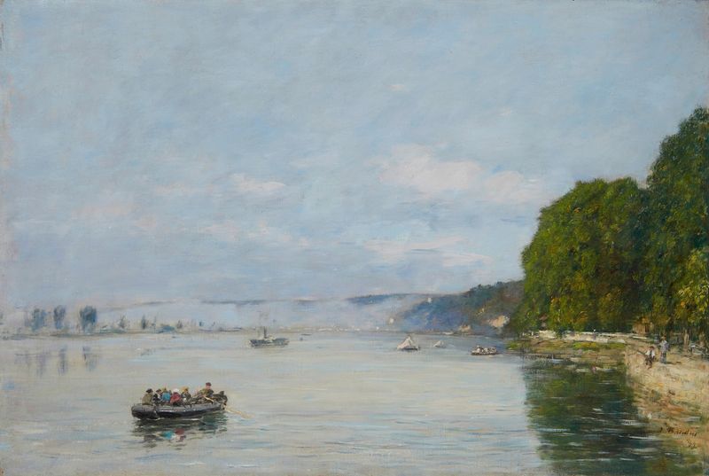 Caudebec-en-Caux, Bateaux sur la Seine pintura al óleo de Eugène Boudin