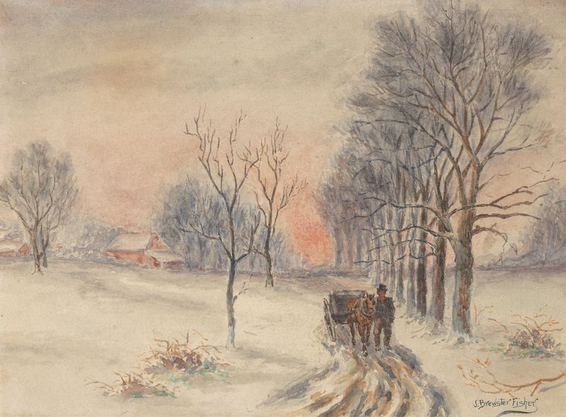 Cena de paisagem representando Muswell Hill por Joshua Brewster Fisher, pintura a óleo