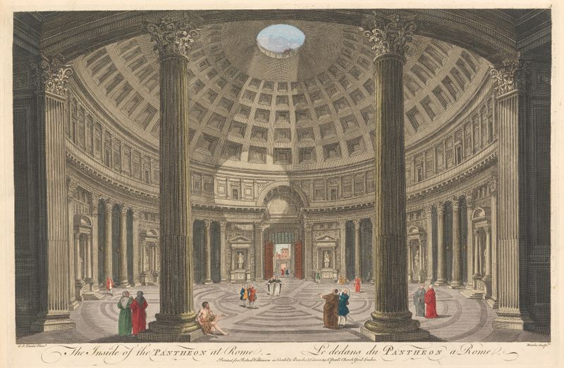 Vista interior del Panteón en Roma de Thomas Bowles III, pintura al óleo