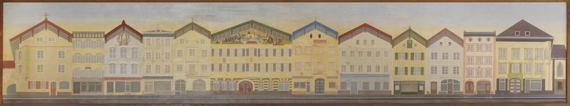 Genre scene depicting Marktstraße in Bad Tölz by Carl Grossberg, oil painting