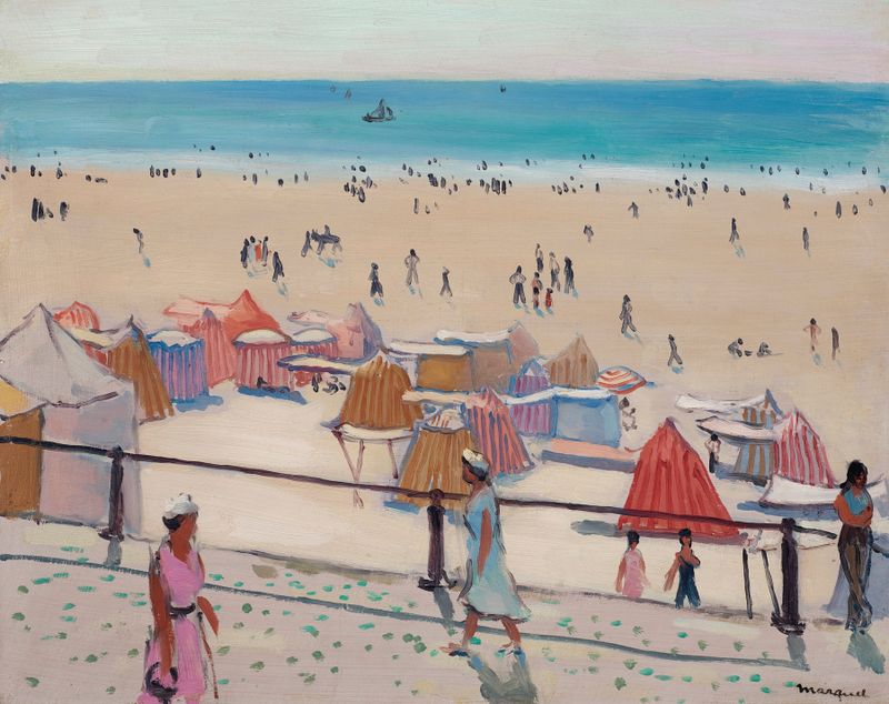 La promenade aux Sables d’Olonne de Albert Marquet, pintura a óleo que retrata figuras na praia.