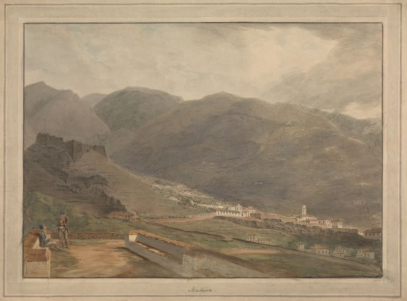 Escena marina con un barco navegando bajo un cielo vibrante, óleo sobre lienzo de Samuel Davis