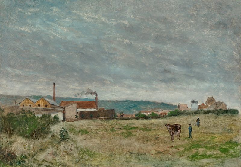 Paisaje con fábricas, óleo sobre lienzo de Paul Gauguin