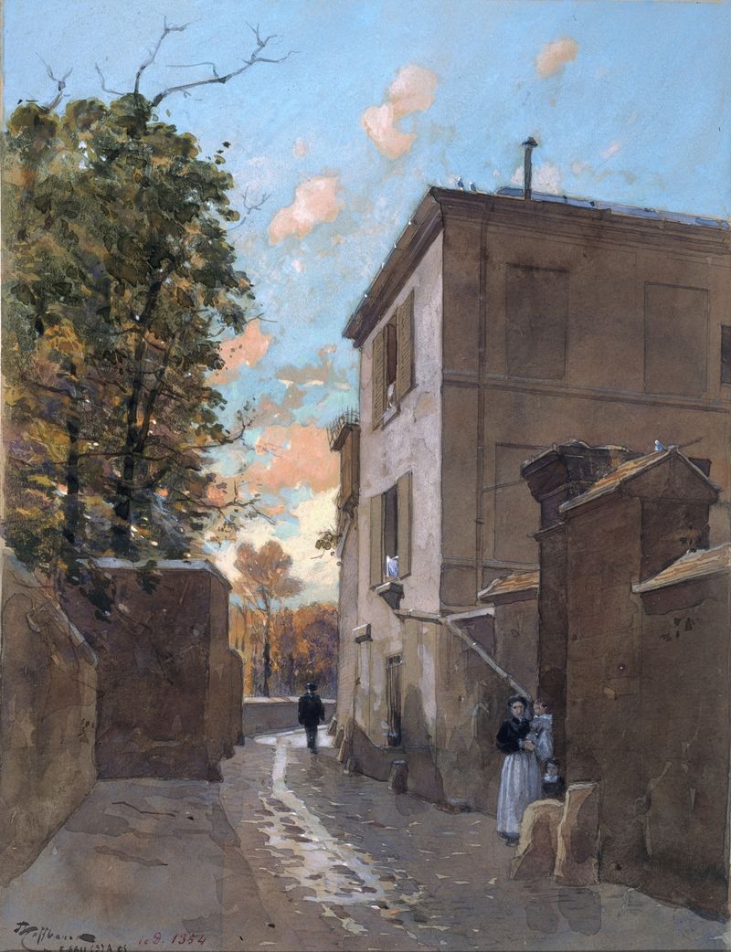 Arquitectura de un pabellón rodeado de un jardín, pintura al óleo de Fédor Hoffbauer