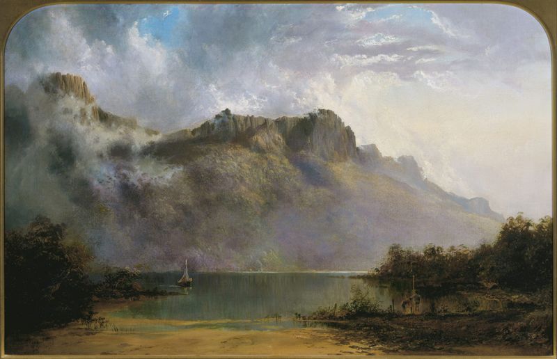 Landscape of Mount Olympus, Lake St Clair by William Charles Piguenit, oil painting