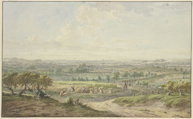 Paisagem com campos de trigo de Jacobus Buys, pintura a óleo