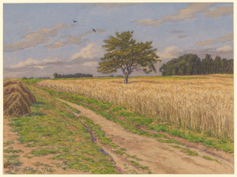 Paisagem de Henri Rivière, Pós-Impressionismo, retratando um horizonte com cores suaves.