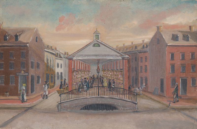 Fly Market by William P. Chappel, genre scene depicting figures in a marketplace, oil painting