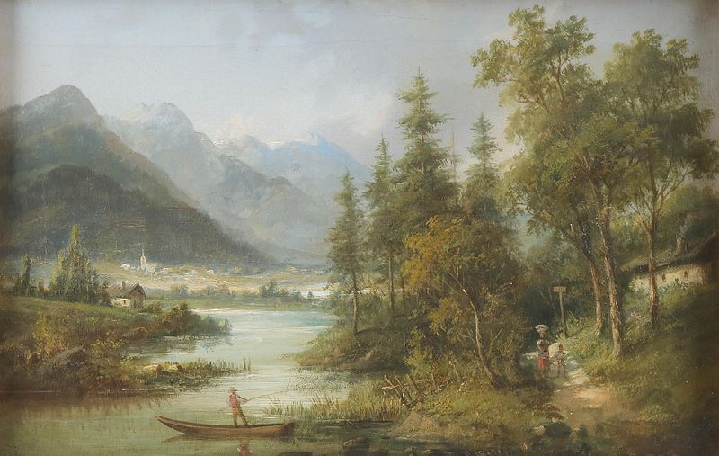 Landscape with ethereal sky and horizon by Eduard Boehm, oil painting