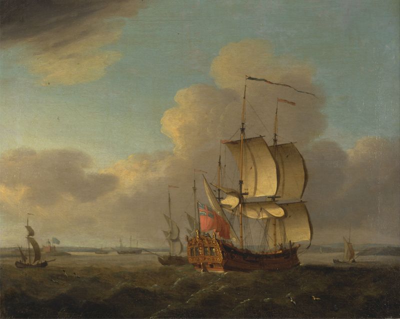 Shipping in the Thames Estuary, óleo sobre tela de Thomas Mellish