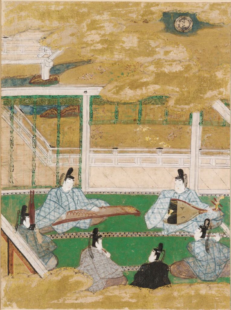 Bell cricket scene by Tosa Mitsunobu, gold medium