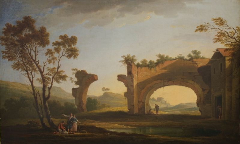 Paisaje con Ruinas del Acueducto, óleo sobre lienzo de Adolf Fryderyk Harper