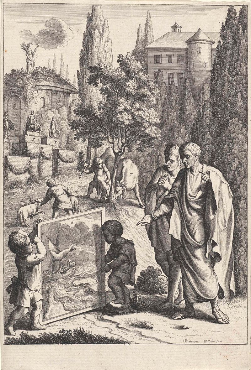 Gravura de Wenceslaus Hollar retratando Catullus após um naufrágio.
