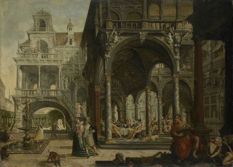 Arquitectura de un palacio imaginario de Hendrick Aerts, medio desconocido