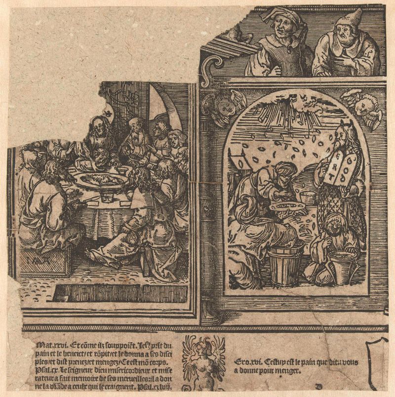 Cena de reunião religiosa, gravura de Jacob Cornelisz van Oostsanen