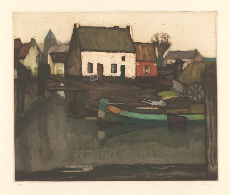 Bord du canal by Armand Apol, impressionism, depicting a tranquil canal landscape.
