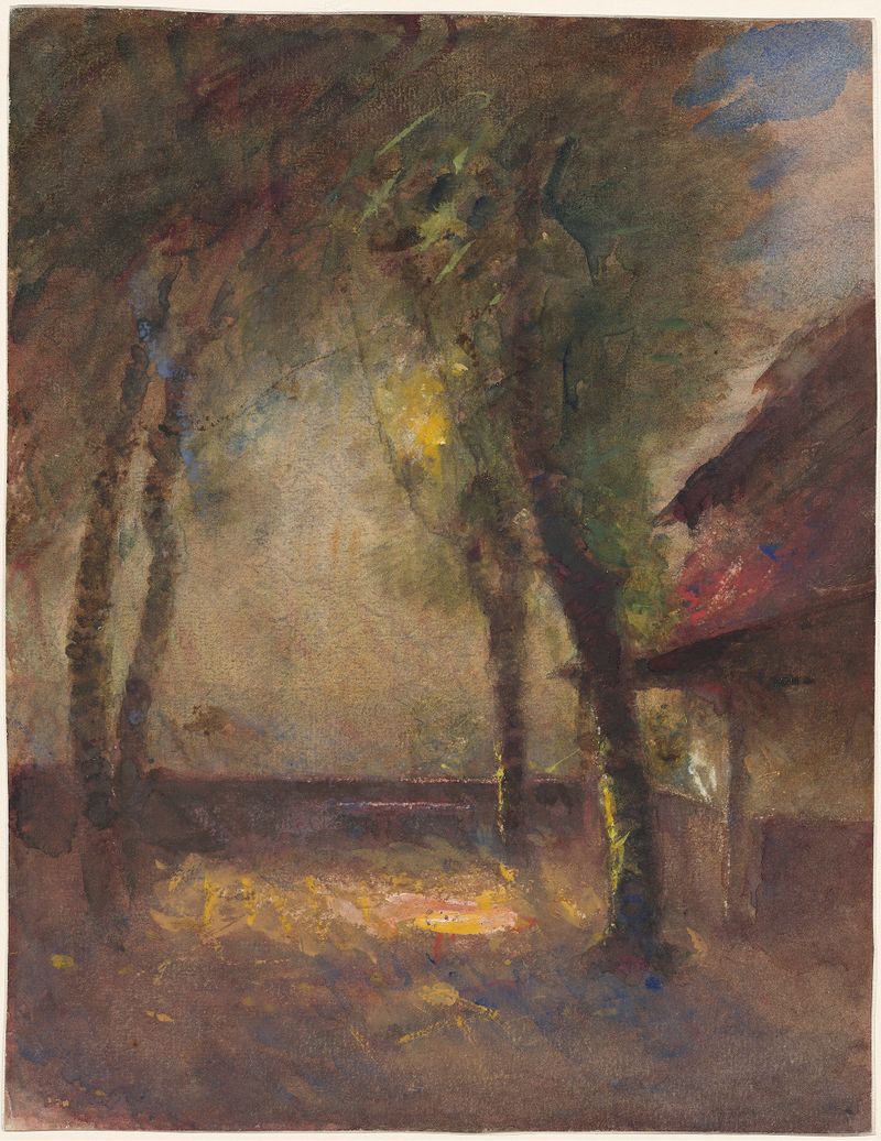 Landscape of The Terrace of the Ravier House in Morestel by François-Auguste Ravier, oil painting