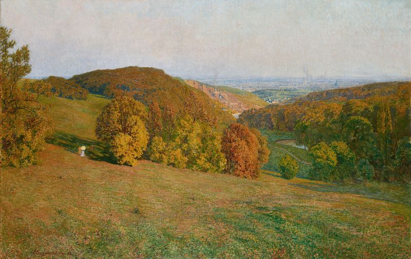 Landscape of Vienna at dusk by Maximilian Suppantschitsch, impressionism