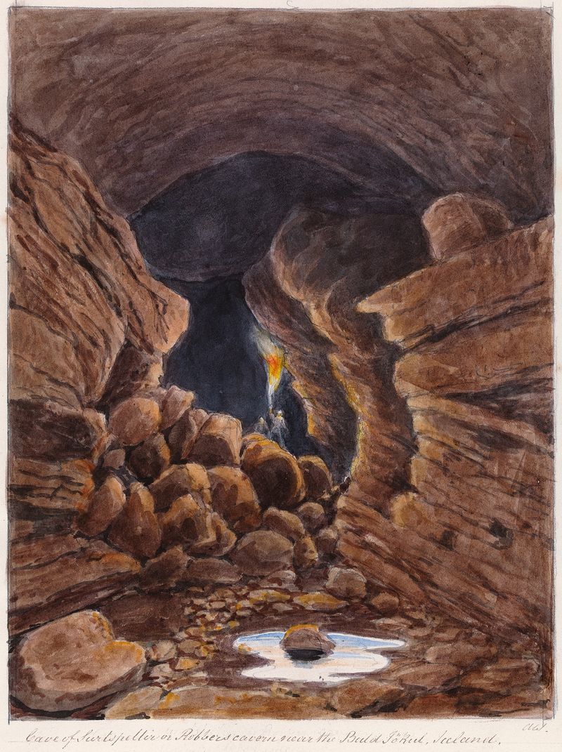 Cave of Surtshellir, acuarela sobre papel de Charles Hamilton Smith