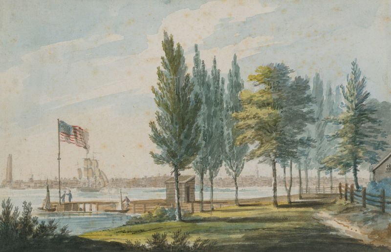 Landscape of Philadelphia at dawn, oil painting by Pavel Petrovich Svinin