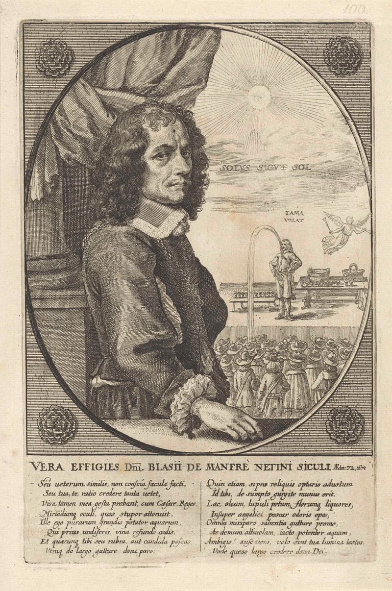 Retrato de Blasius Manfredi, gravura de Wenceslaus Hollar