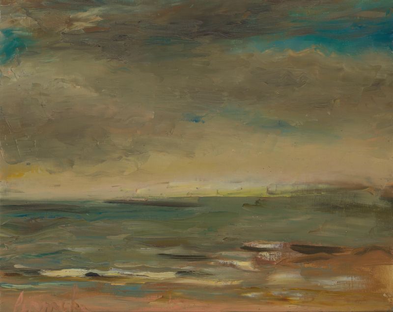 Heldere Marine de Constant Permeke, óleo sobre lienzo que representa un vibrante mar turquesa.