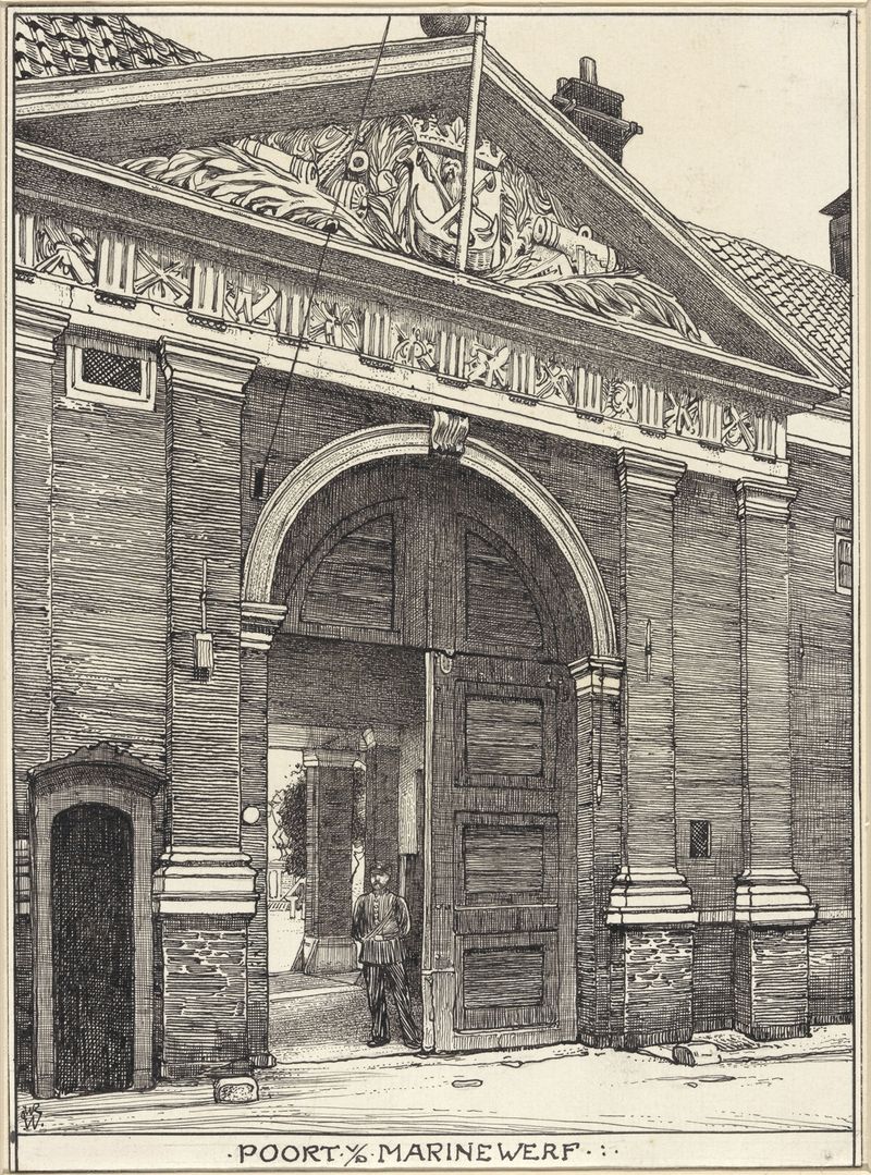 Paisaje de Ámsterdam con edificios y cielo, óleo sobre lienzo de Willem Wenckebach