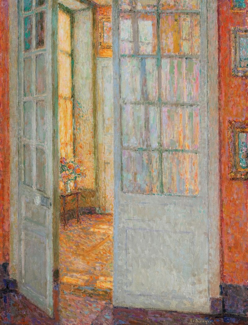 Cena interior com reflexos de luz, óleo sobre tela de Henri Le Sidaner
