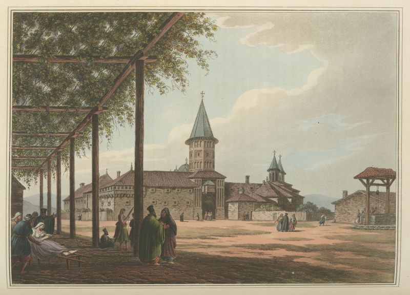 Entrance to the Convent of St. Mary de Luigi Mayer, arquitetura com arcos intrincados