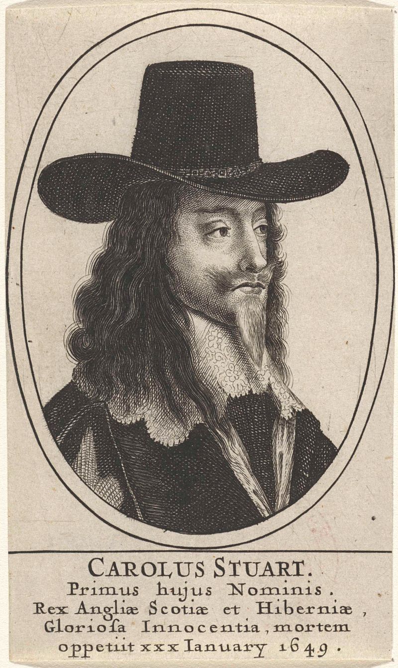 Gravura de Carlos I, rei da Inglaterra, por artista desconhecido