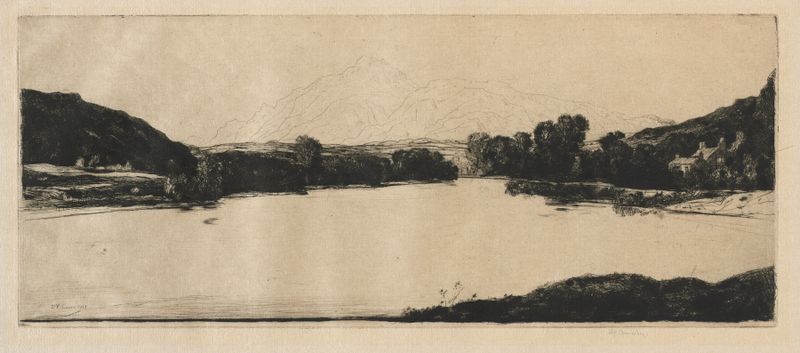 Glen Strae de David Young Cameron, acuarela sobre papel que representa un paisaje de valle sereno.