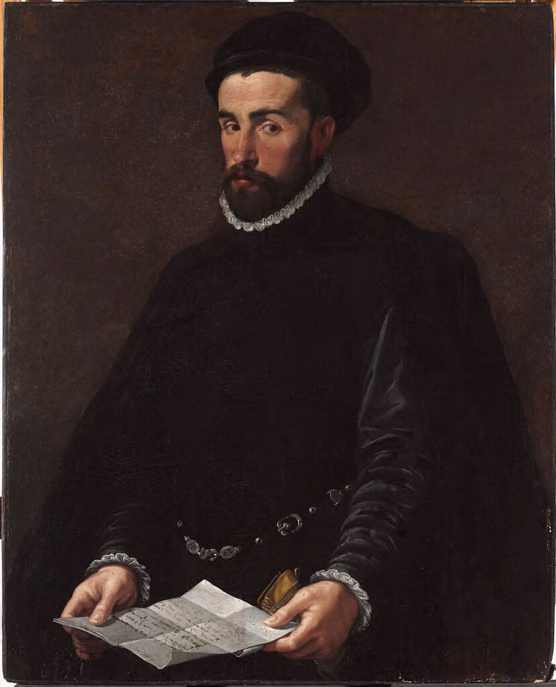 Retrato de un hombre de Bartolomeo Passarotti, óleo sobre panel
