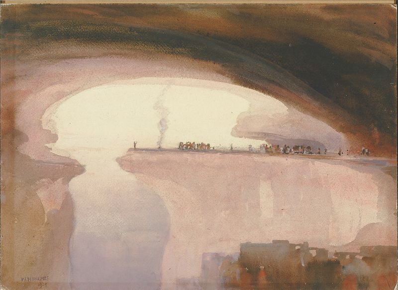 A Cliff Dweller’s Ceremony, acuarela sobre papel de William Henry Holmes