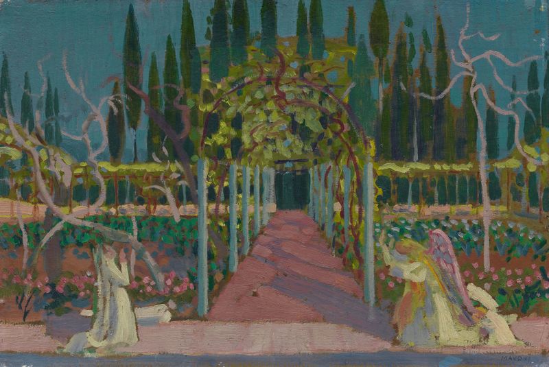 Annunciation by Maurice Denis, oil on canvas depicting an angel in flowing robes.
