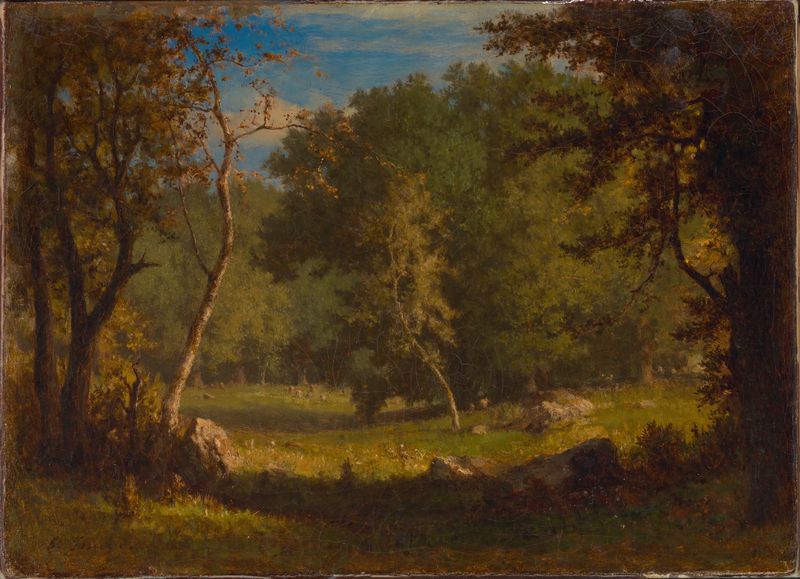 Elf Ground de George Inness, paisaje con hierba y árboles, pintura al óleo