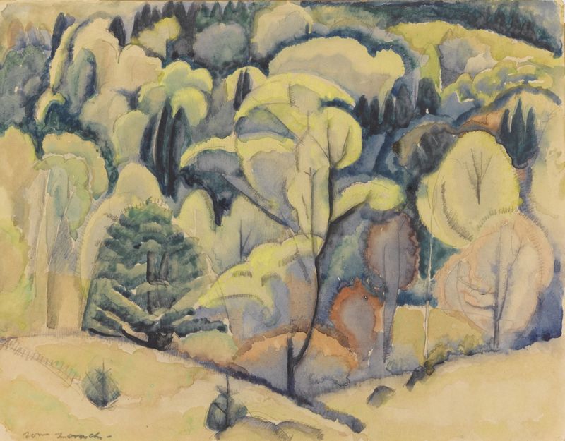 Landscape by William Zorach, 1917, featuring vibrant hues and expressive colors.